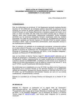 RESOLUCI&Oacute;N DE CONSEJO DIRECTIVO - osinergmin