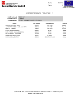 Listado de admitidos por centro de solicitud de la DAT Sur