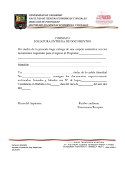 FORMATO FOLIATURA ENTREGA DE DOCUMENTOS Por medio