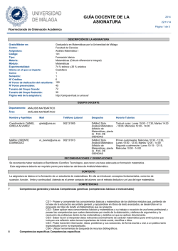 GU&Iacute;A DOCENTE DE LA ASIGNATURA - Universidad de M&aacute;laga