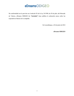 eDreams ODIGEO - Comisi&oacute;n Nacional del Mercado de Valores