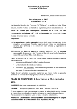 Becarios para el SAIF 005058-000133-14 PLAZO DE - APEX Cerro