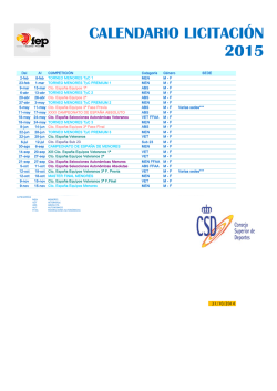 CALENDARIO LICITACI&Oacute;N 2015