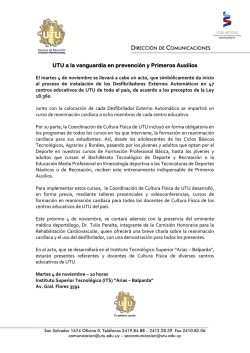 UTU a la vanguardia en prevenci&oacute;n y Primeros Auxilios