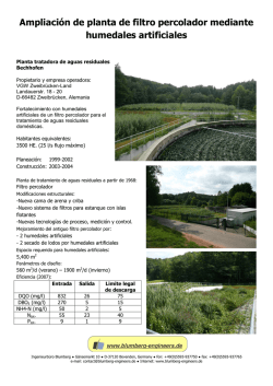 Ampliaci&oacute;n de planta de filtro percolador mediante humedales