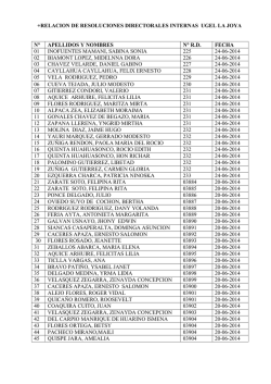 +relacion de resoluciones directorales internas ugel la joya n