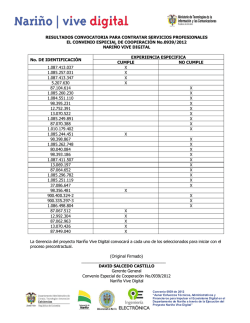 RESULTADOS CONVOCATORIA PARA CONTRATAR SERVICIOS
