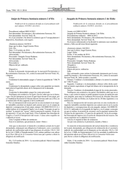 Notificaci&oacute;n de la sentencia dictada en el procedimiento ordinario