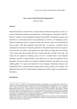 Do we need a world financial organisation? - The Reform of