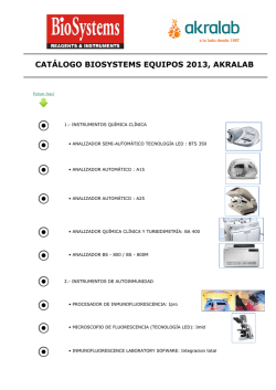 CAT&Aacute;LOGO BIOSYSTEMS EQUIPOS 2013, AKRALAB