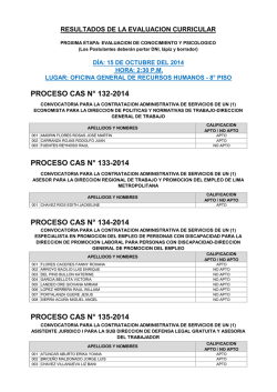 PROCESO CAS N&deg; 132-2014 PROCESO CAS N&deg; 133-2014