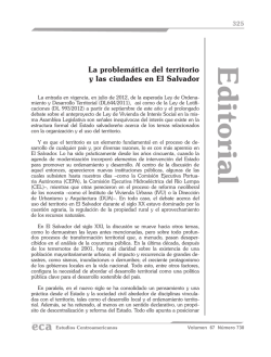 La problem&aacute;tica del territorio y las ciudades en El Salvador
