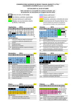 Calendario acad&eacute;mico 2014-2015 - Conservatorio Superior de