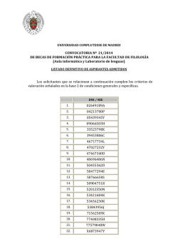Listado definitivo de admitidos - Universidad Complutense de Madrid
