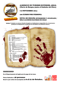 7-9 NOVIEMBRE 2014 100 EUROS POR PERSONA