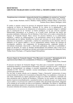 RES&Uacute;MENES GRUPO DE TRABAJO EDUCACI&Oacute;N F&Iacute;SICA, TIEMPO