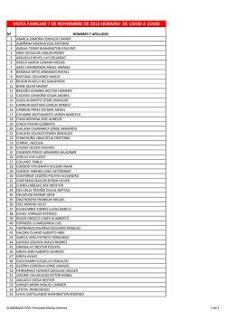 VISITA FAMILIAR 13H30 a 15h00 7 DE NOVIEMBRE 2014