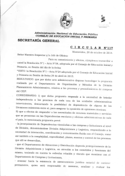 Circular N&deg; 117 - Consejo de Educaci&oacute;n Inicial y Primaria