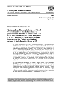 Queja relativa al incumplimiento por Fiji del Convenio sobre la
