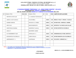 PROGRAMACION 4a DIVISION - Bienvenido-Torneo central de