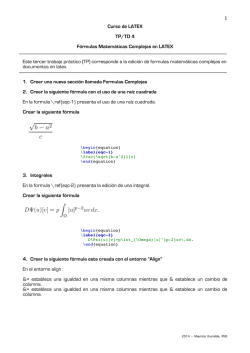1 Curso de LATEX TP/TD 4 F&oacute;rmulas - Mauricio Iturralde