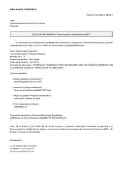 BBVA BANCO CONTINENTAL Viernes, 24 de Octubre de 2014 Sres