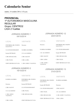 Calendario Senior - Club de Balonmano Benaguasil