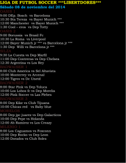 LIGA DE FUTBOL SOCCER ***LIBERTDORES*** Sabado 01 de