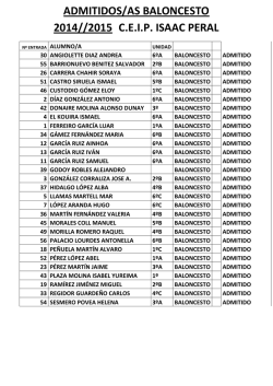 ADMITIDOS/AS BALONCESTO 2014//2015 C.E.I.P. ISAAC PERAL