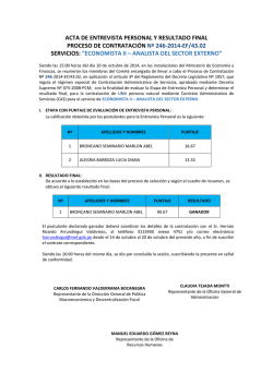 acta de entrevista personal y resultado final proceso de contrataci&oacute;n