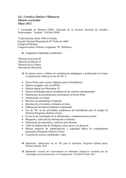 Lic. Ver&oacute;nica Jim&eacute;nez Villanueva S&iacute;ntesis curricular Mayo 2012