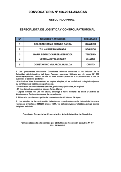 convocatoria n&ordm; 556-2014-ana/cas - Autoridad Nacional del Agua