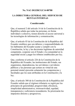 No. NAC-DGERCGC14-00788 LA DIRECTORA GENERAL DEL
