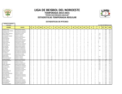 estadisticas temp. regular 2014-2015 - Liga de Beisbol del Noroeste