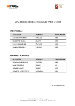 2014-10-30 Lista seleccionados-Personal de apoyo - Conservatorio