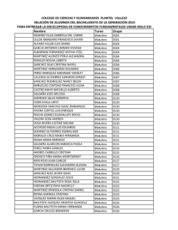 No. cta. Nombre Turno Grupo COLEGIO DE - CCH Vallejo