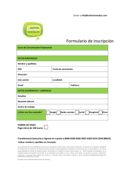 Formulario de inscripci&oacute;n - Instituto de Medios Sociales