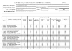 puntaje de evaluaci&oacute;n de las pruebas psicom&eacute;tricas y entrevistas
