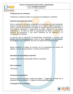 Tem&aacute;ticas que se revisar&aacute;n: Tratamiento y an&aacute;lisis de datos en el