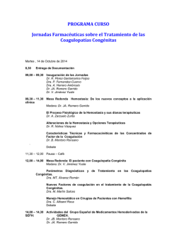 PROGRAMA CURSO Jornadas Farmac&eacute;uticas sobre el Tratamiento