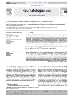 &iquest;C&oacute;mo optimizar la terapia antiTNFalfa en las espondiloartritis?