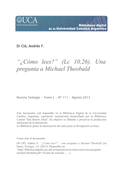 &ldquo;&iquest;C&oacute;mo lees?&rdquo; (Lc 10,26). Una pregunta a Michael Theobald