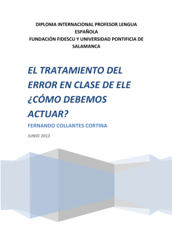 EL TRATAMIENTO DEL ERROR EN CLASE DE ELE. &iquest;C&Oacute;MO