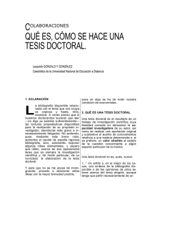 QU&Eacute; ES, C&Oacute;MO SE HACE UNA TESIS DOCTORAL. - UNED