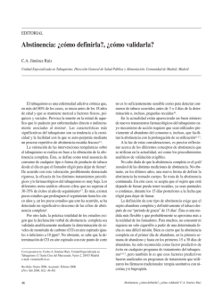 Abstinencia: &iquest;c&oacute;mo definirla?, &iquest;c&oacute;mo validarla?