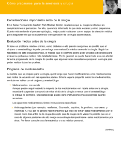 C&oacute;mo prepararse para la anestesia y cirug&iacute;a - bpkconnect.org