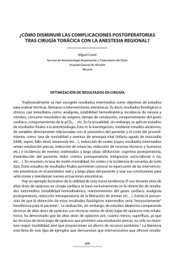 &iquest;C&Oacute;MO DISMINUIR LAS COMPLICACIONES POSTOPERATORIAS