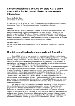 La construcci&oacute;n de la escuela del siglo XXI, o c&oacute;mo usar la &eacute;tica