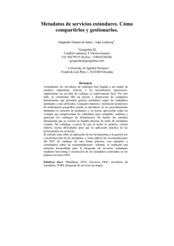 Metadatos de servicios est&aacute;ndares. C&oacute;mo compartirlos y - IDEE