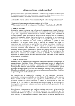 &iquest;C&oacute;mo escribir un art&iacute;culo cient&iacute;fico? - Universidad Salvadore&ntilde;a